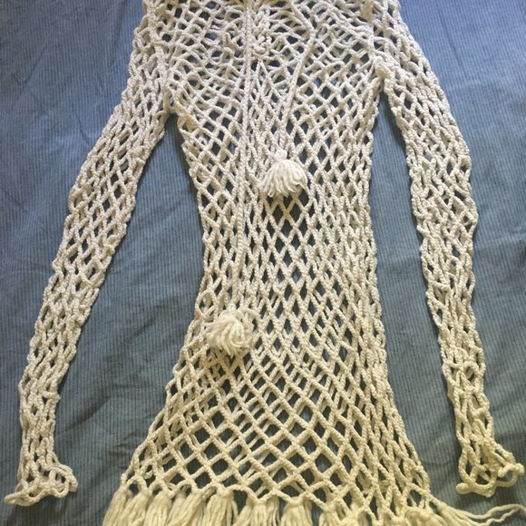 long sleeve crochet beach cover up